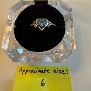 Premier Designs Heart-Shaped Sky-Blue Gemstone Ring – Approx. Size 6